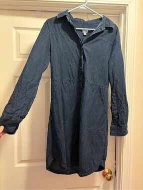 a new day Dark Blue Denim Shirt Dress